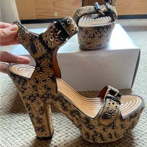 Givenchy Suede Leopard Platform Grommet Stud Heels 37